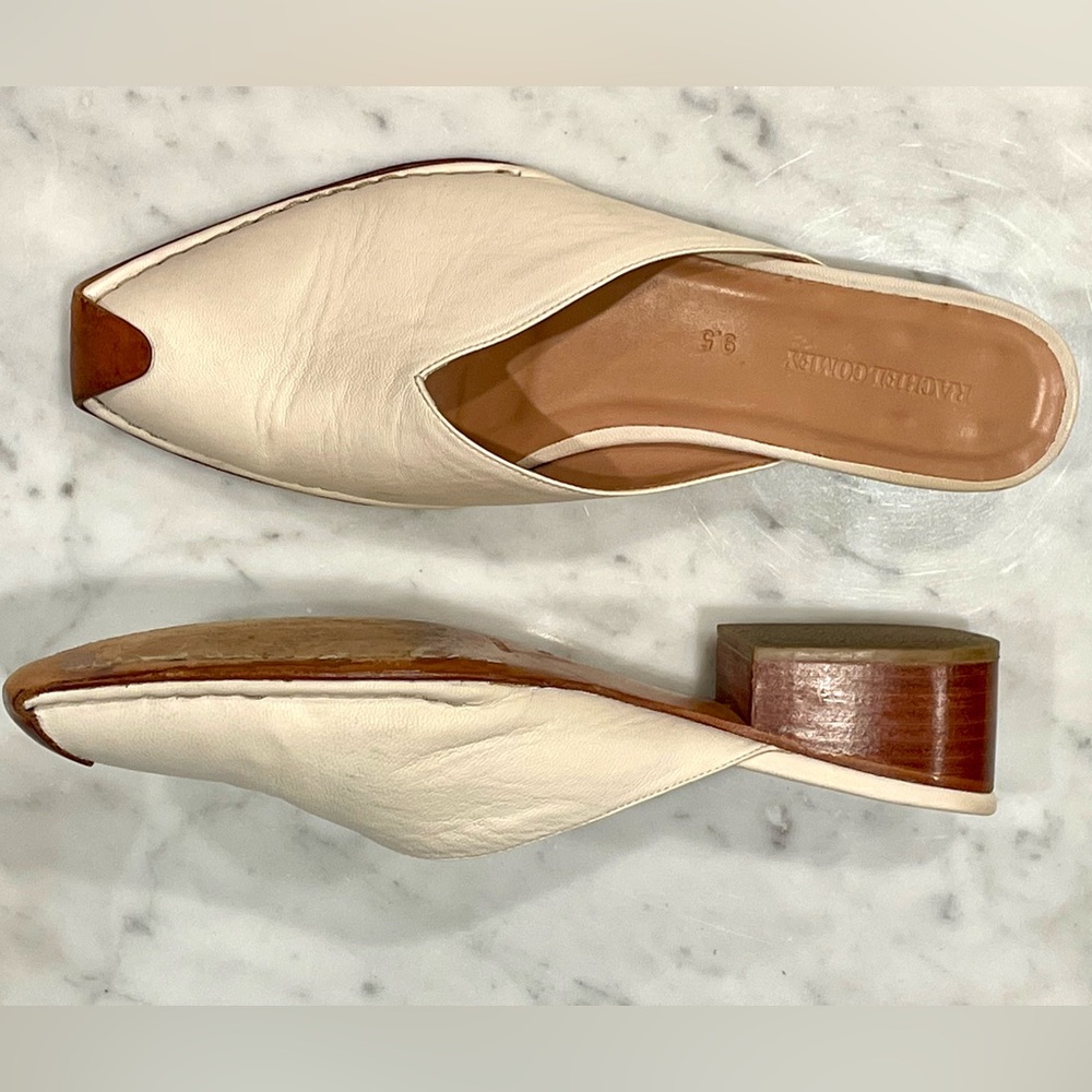 Rachel Comey Leather Mules, 2” block heel, cream&brown, 9.5, EUC - Picture 8 of 11
